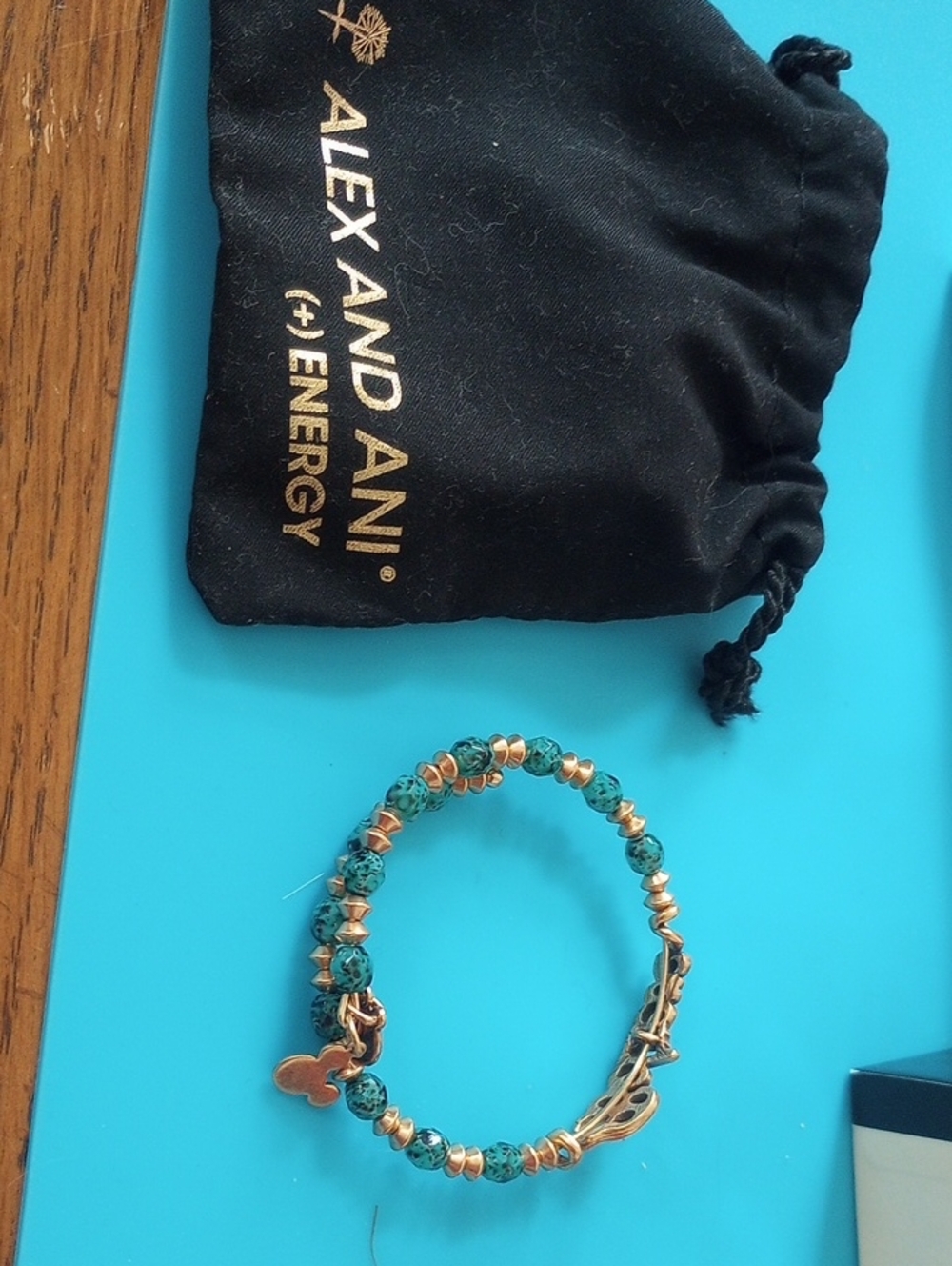 Alex And Ani Disney Gold Turquoise Wrap Bracelet. Believe